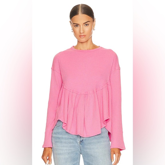 Free People Tops - FREE PEOPLE Oh My Babydoll Thermal in Pink Carnation XL Flowy
